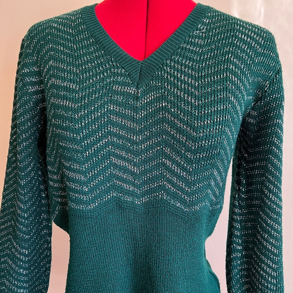 Vintage green and silver sweater